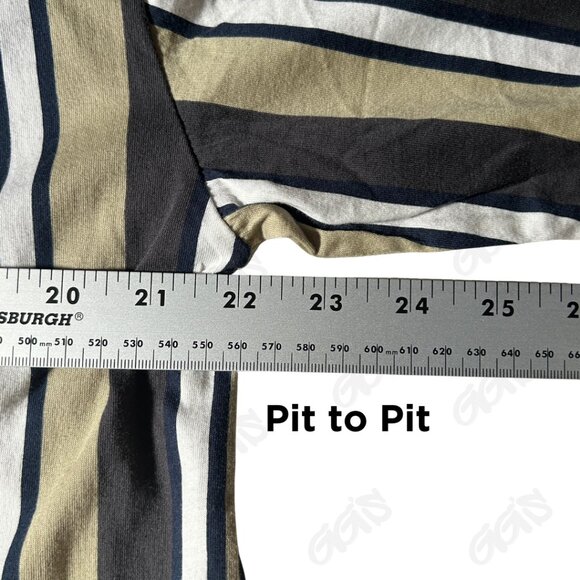 Pac Cares Men Shirt Long Sleeve Stripe Tan Gray Blue Size L - Picture 7 of 9